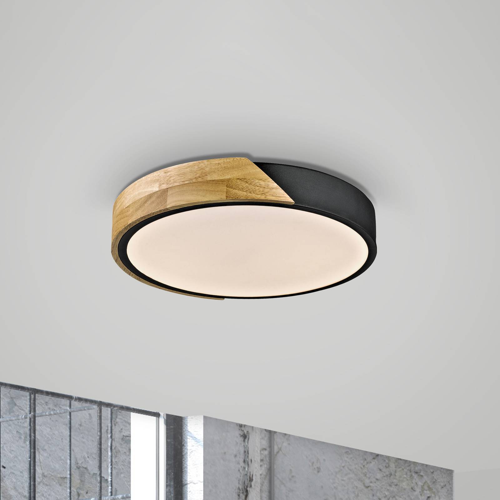 JUST LIGHT. GmbH Wooden Ceiling Light Bila, Light wood, Living / Dining Room, Wood, Ceiling Light