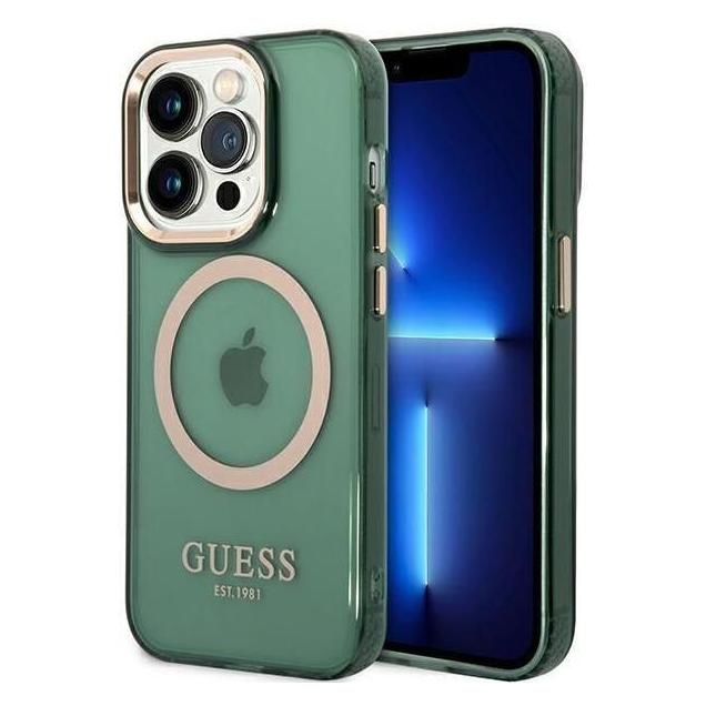 Guess GUHMP14LHTCMA iPhone 14 Pro 6.1" zielony/khaki hard case Gold Outline Translucent MagSafe (Apple iPhone 14 Pro) (GUE002916-0)