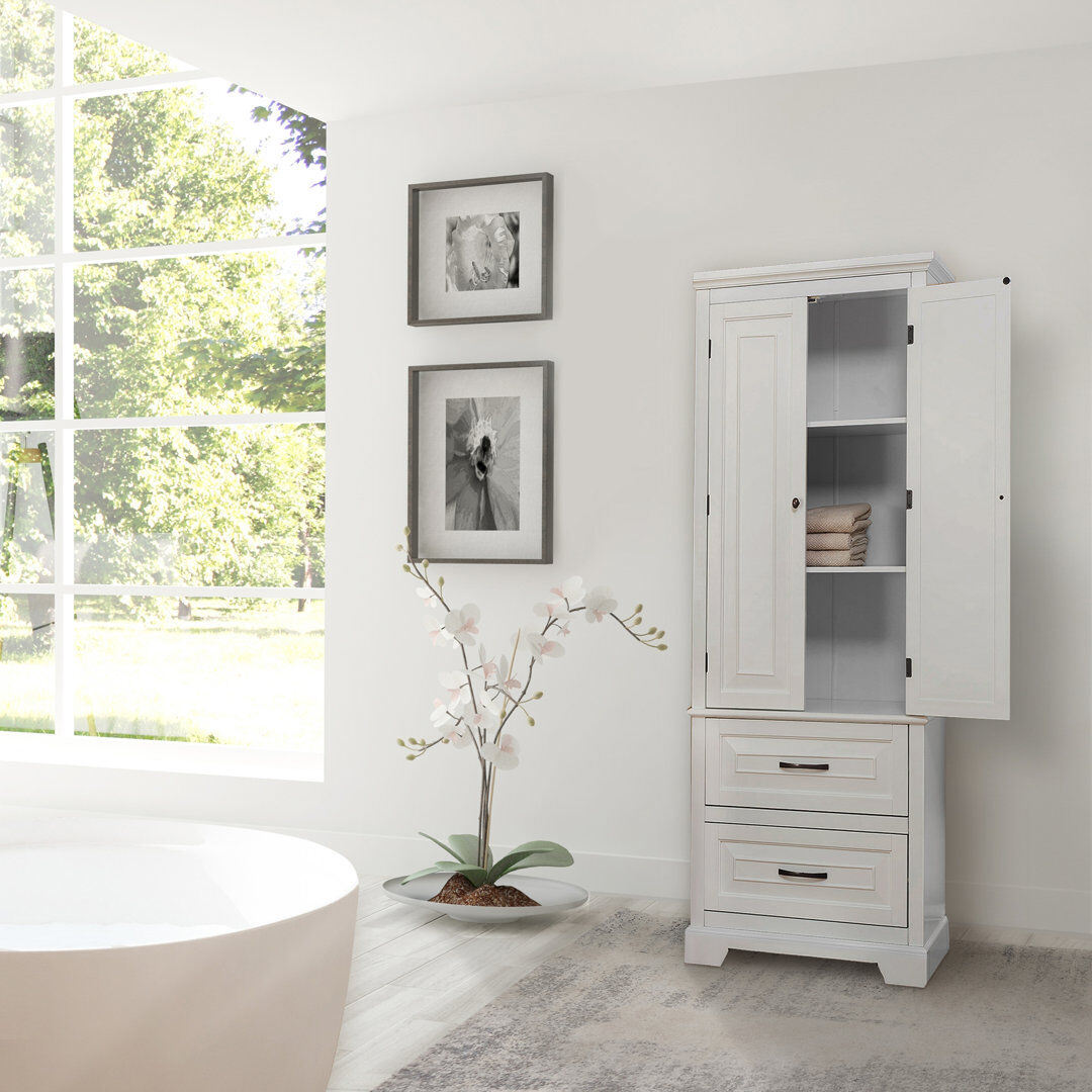 Teamson home Solid Wood Rectangle Accent Cabinet White 158cm H X 61cm W X 40cm D