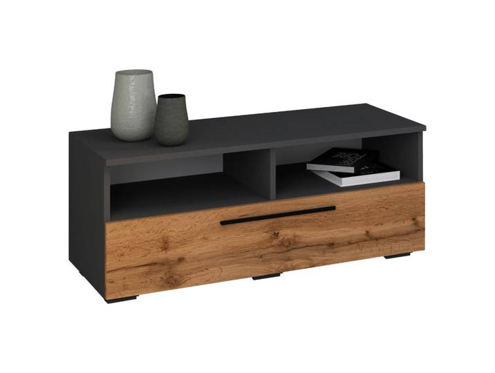 Mid.you Lowboard, Anthrazit, Honigeiche, Kunststoff, 95x39x40 cm, stehend, Wohnzimmer, Wohnwände, Lowboards, Lowboards stehend