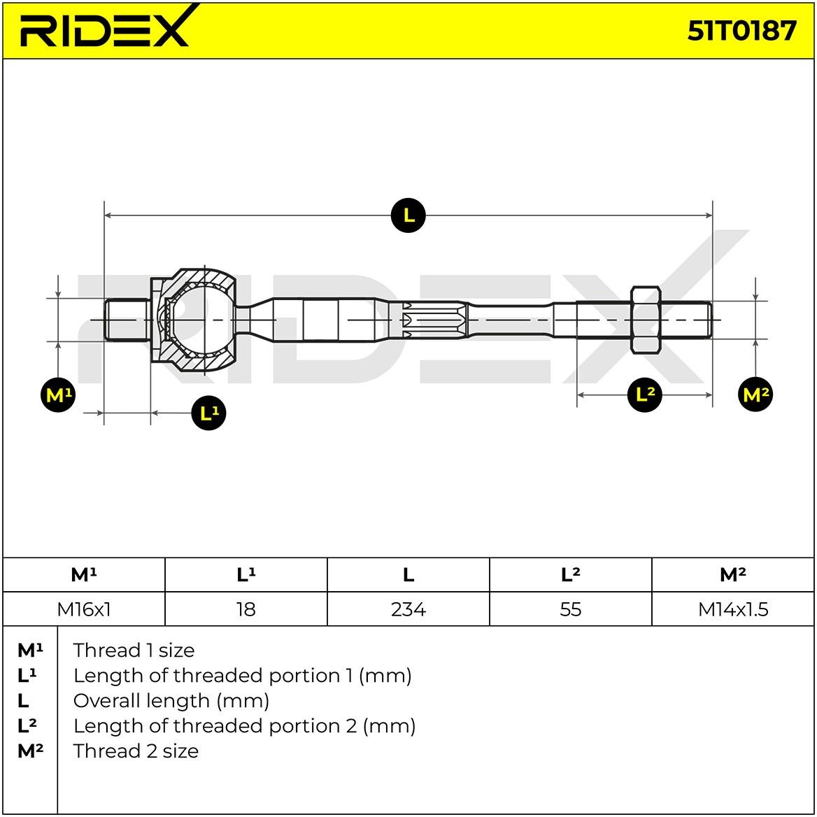 RIDEX 51T0187 Inner tie rod