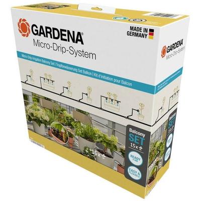 GARDENA Micro-Drip System 13401-20 Bewässerungs-Komplettset 13 mm (1/2') Ø Tropfbewässerung Balkon (15 Pflanzen)