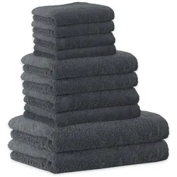 CAWÖ Handtuch Set, 10-tlg. - Lifestyle, 2x Duschtuch, 4x Handtuch, 4x Gästetuch Anthrazit / Set