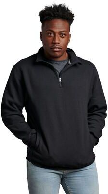 Russell Athletic 1Z4HBM Dri-Power Fleece 1/4 Zip Pullover T-Shirt in Black size Medium   Cotton Polyester