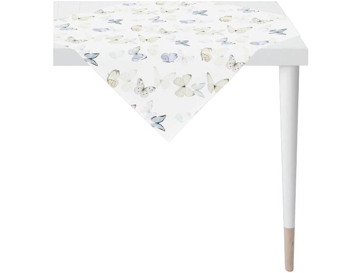 Tischdecke APELT 7003 , bunt (weiß, natur, zartes blau), B:88cm L:88cm, Obermaterial: 75% Baumwolle, 25% Polyester, Tischdecken, Tischdecke, Schmetterlings-All-over