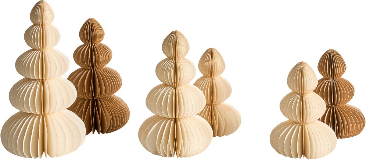 Beliani Kerstfiguren Set van 6 - Bruin/beige - Tafeldecoratie