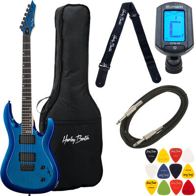 Harley Benton R-446 Blue Metallic Bundle Blue Metallic Gloss