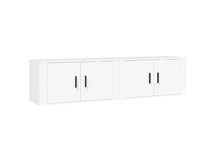 GHVBNMF TV-Wandschrank 2 STK. Lowboard Weiß 80x34,5x40 cm Platzsparendes hängendes TV Board im 2er Set für Wohnzimmer und Schlafzimmer mit Türfach für Ihre Mediengeräte.