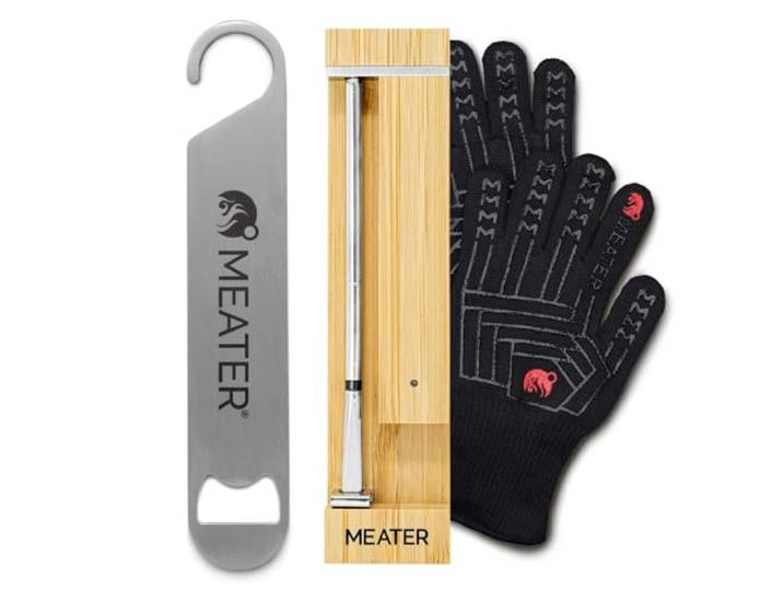 MEATER Pro Bundle: Smartes, kabelloses Fleischthermometer mit integrierter WLAN Funktion, hitzebeständigen Grillhandschuhen und Flaschenöffner – temperaturbeständig bis zu 550°C