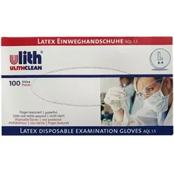 Ulith 100er-Pack Einmalhandschuhe Latex puderfrei Größe L weiß weiß