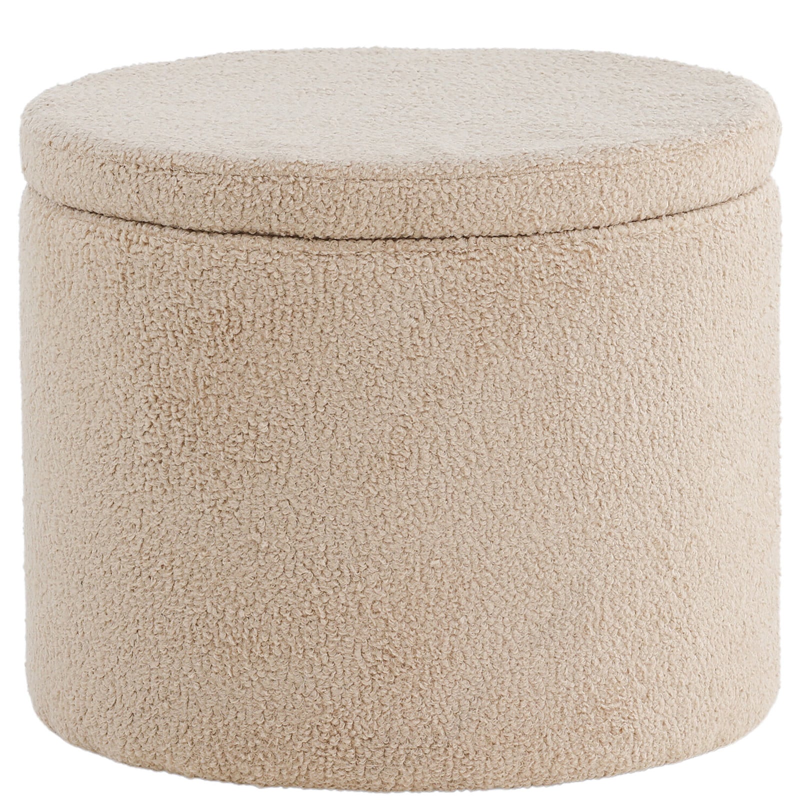 home24 Poef Dunken beige boucle Ø 51 cm