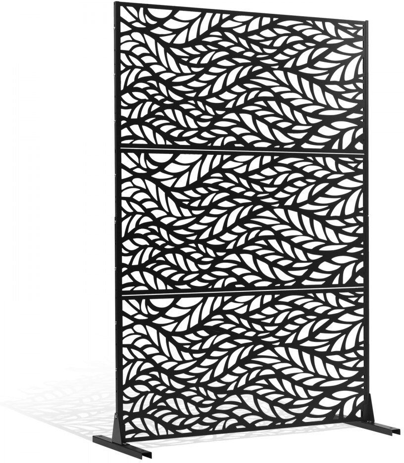 VEVOR Metal Privacy Screen 47" x 72" Outdoor Privacy Screens & Panels for Patio Black Black 182.9cm H X 119.4cm W X 50.8cm D