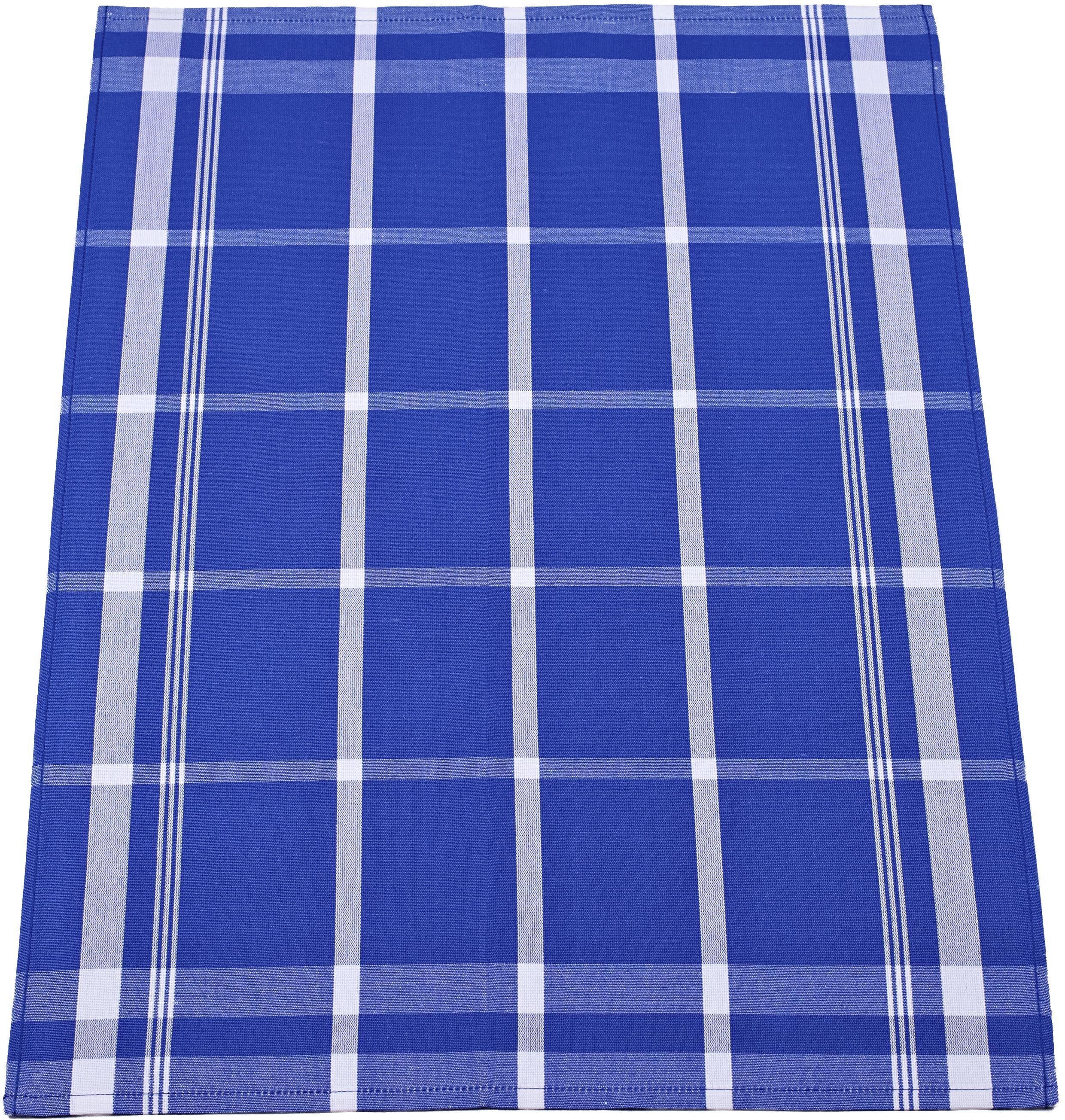 ROSS "Exclusiv" Blockkaro, 50% Baumwolle, 50% Leinen, 50x70 cm blau 3 Stk., 50 % Baumwolle 50 % Leinen