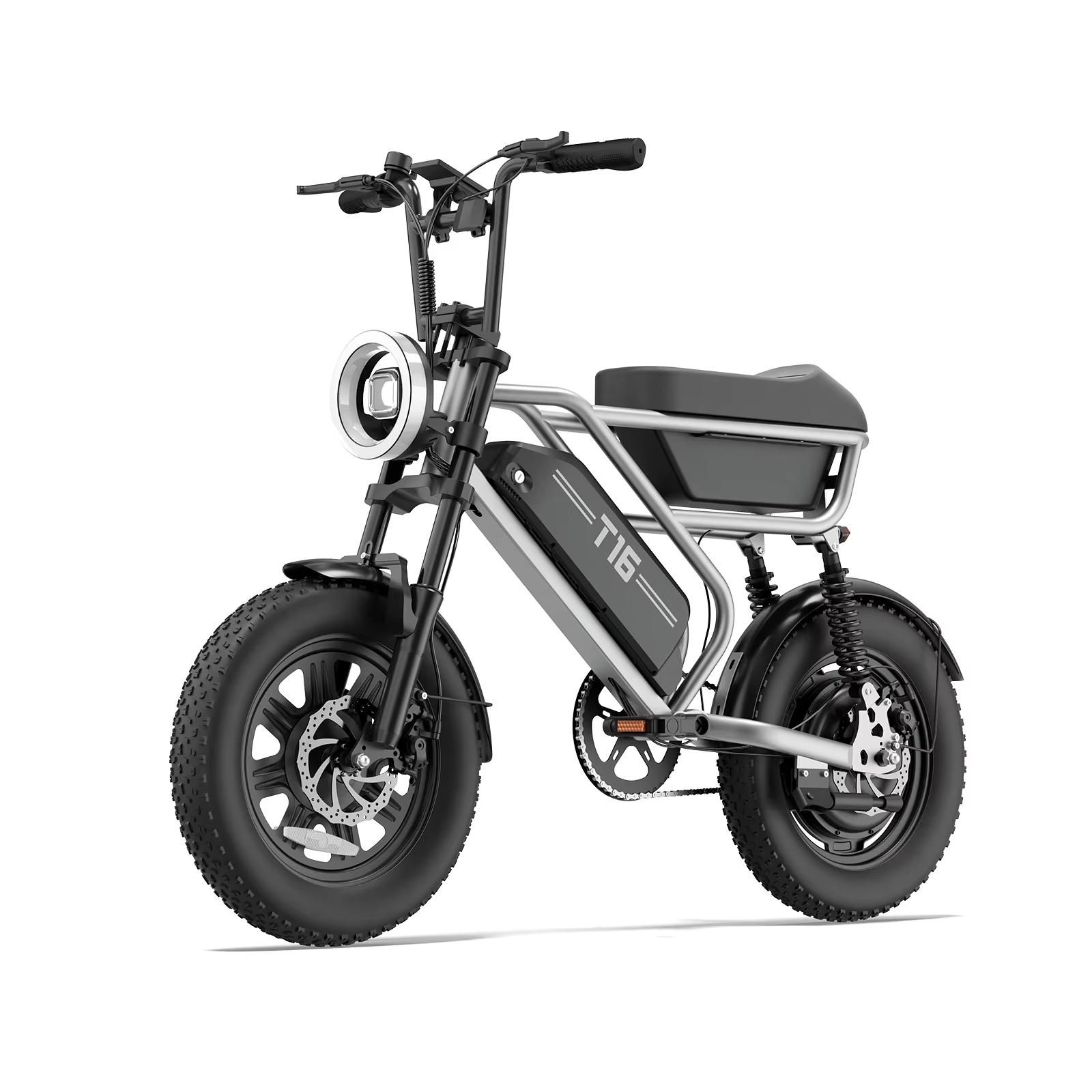 URLIFE T16 E-Bike für Erwachsene, 250-W-Motor, 48 V 13 Ah Akku, 16-Zoll geländegängige Reifen, Stadt- und Offroad-E-Bike
