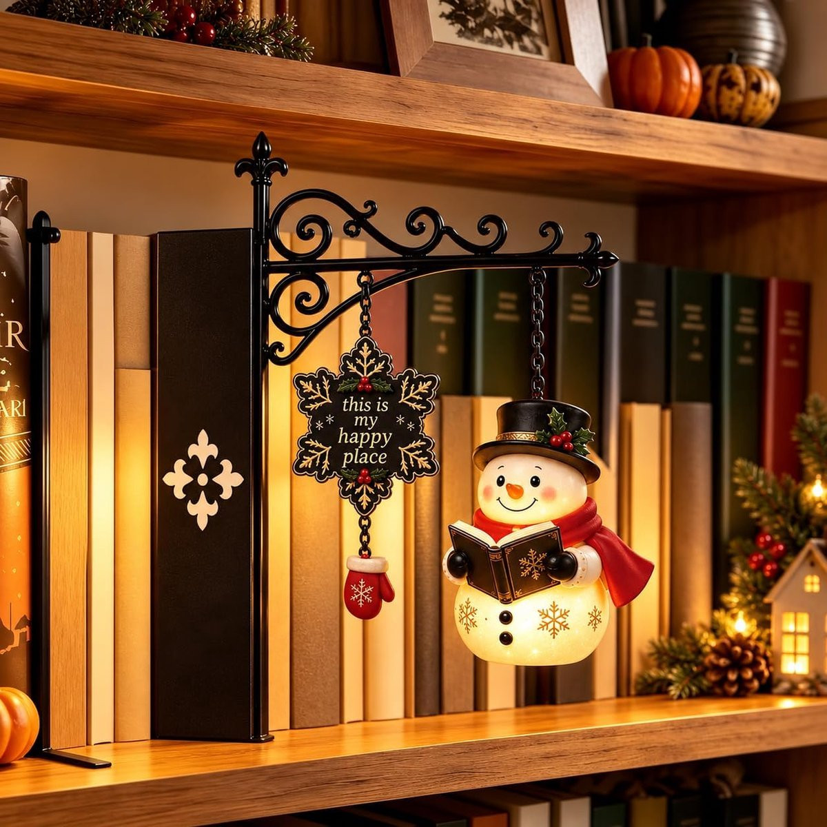 Retro Bibliotheeklantaarn - Antieke LED-leesnachtlamp van metaal voor boekenplanken en decoratie