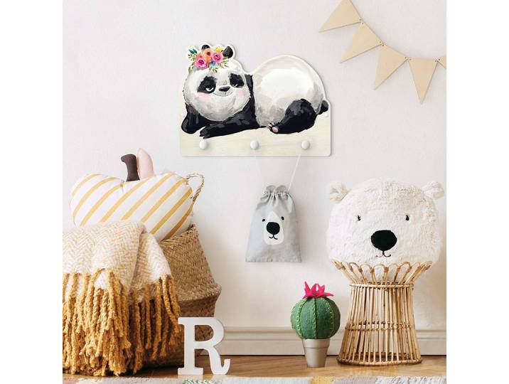 Patère enfants Panda Brian 40 x 30 x 1cm Blanc/Noir