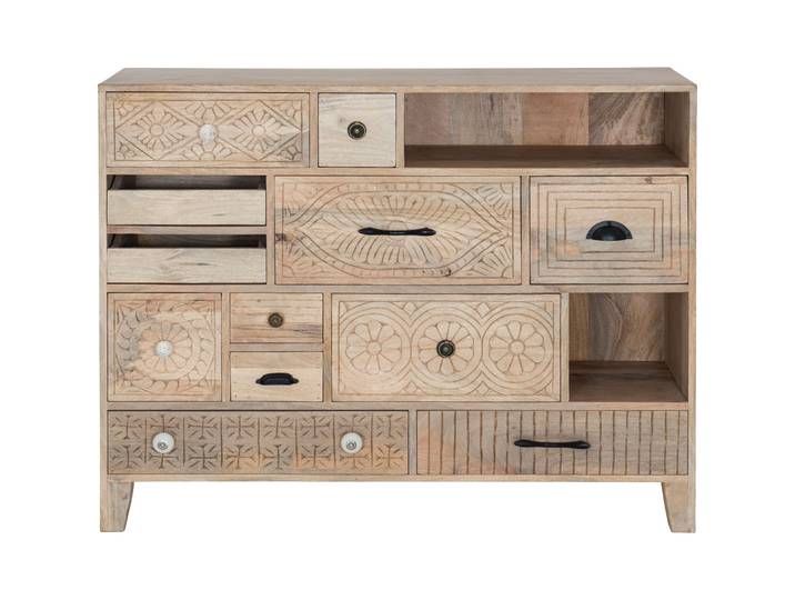 Kommode Sindhu Natur Mangoholz massiv Massivholz B 115 H 90 cm