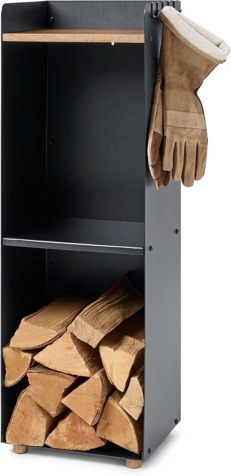 Tchibo - Hohes Kaminholzregal mit Ablagefläche - 30x25x87,5cm - schwarz -