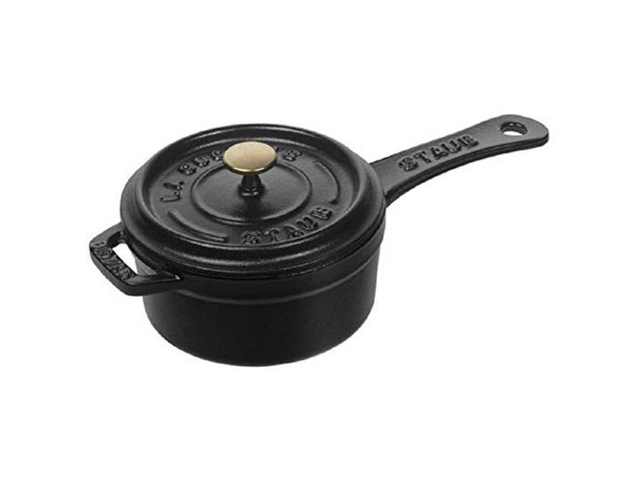 STAUB Mini Stieltopf/Kasserolle, 10 cm, 0,25 L, aus Gusseisen, für alle Herdarten, Schwarz