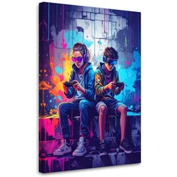 LEINWANDBILD Konsole Graffiti Street Art 80x120cm