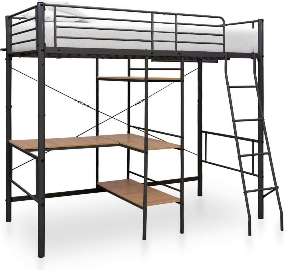 Etagenbett mit Tischrahmen Grau Metall 90x200 cm