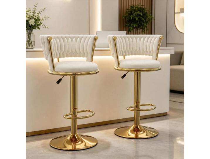 SUPFINE Lot de 2 Tabourets de Bar Moderne Tabouret Haut avec Dossier Réglable en Hauteur pour Bar Cuisine et Salon de Beauté