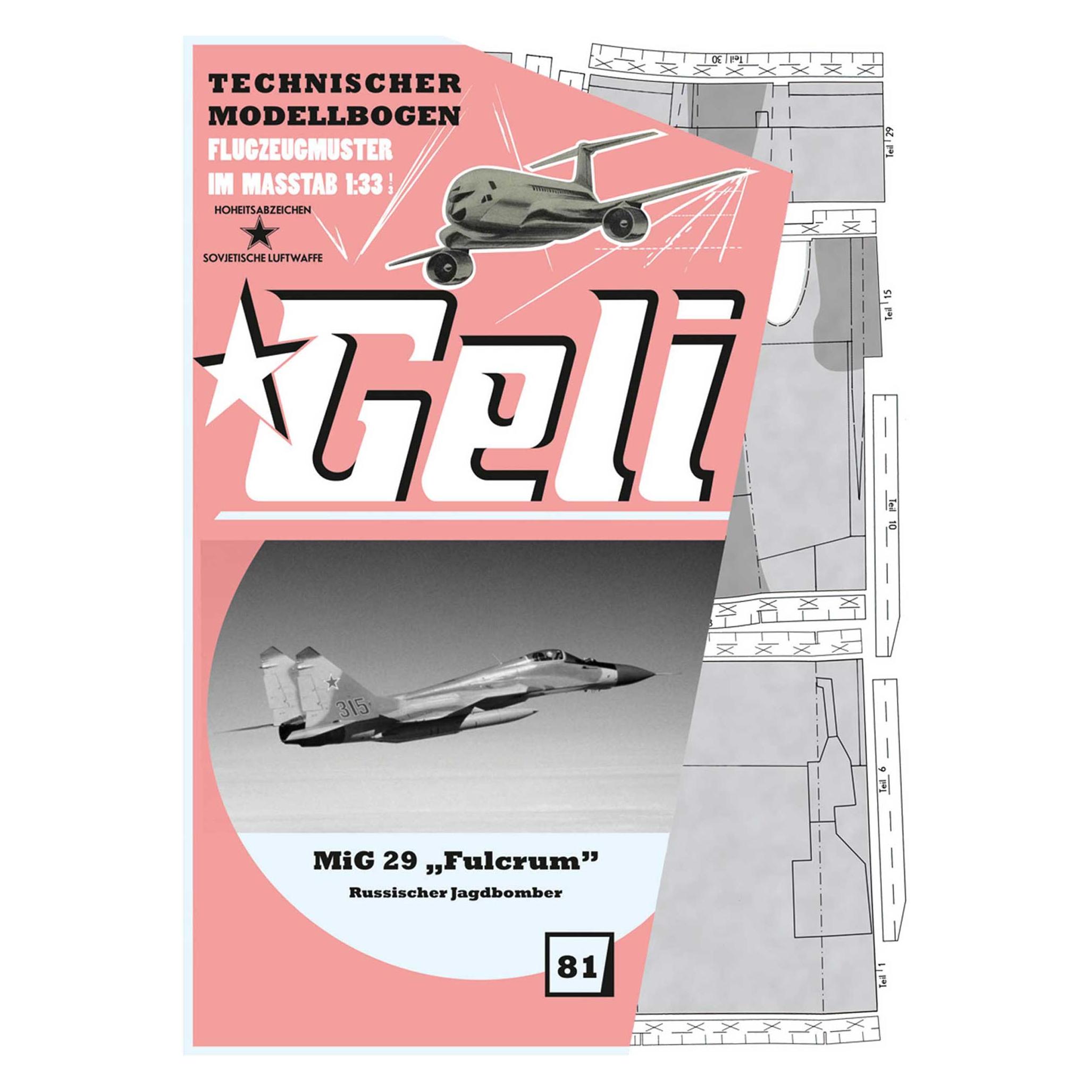 Geli mig-29 # 81 kartonmodell (Motorflugzeug) (34081)