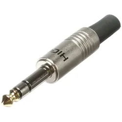 HICON Klinke (6,3mm) 3-pol Metall-Löttechnik-Stecker, Pin vernickelt mit Goldtip, gerade, chromfarben