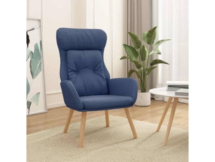 HEFZGDB Relaxsessel Blau Stoff Gepolstert mit Metallrahmen und Massivholzbeinen für Wohnzimmer Komfort