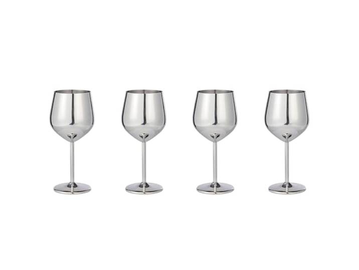 BUTLERS 4er Set Weingläser 400 ml Edelstahl - MANHATTAN LOUNGE