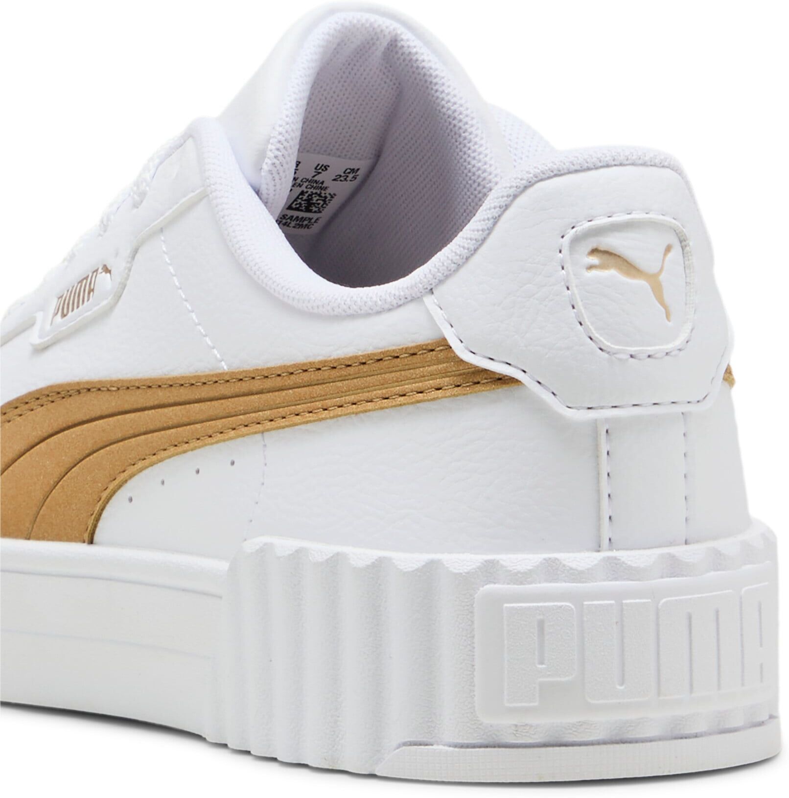 Sneaker PUMA "CARINA 3.0 AQUA METALLICS", Damen, Gr. 39, weiss (puma weiß, light sand, puma gold), unifarben, Schuhe Sneaker puma weiß, light sand, puma gold 39