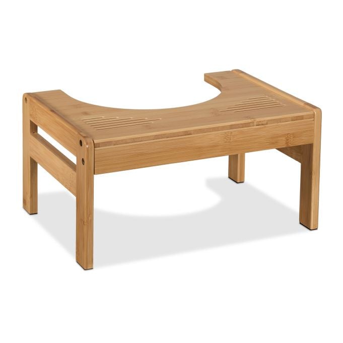 Relaxdays Wc krukje van bamboe, bruin/beige, B/D/H: 42,0 x 30,0 x 21,0 cm