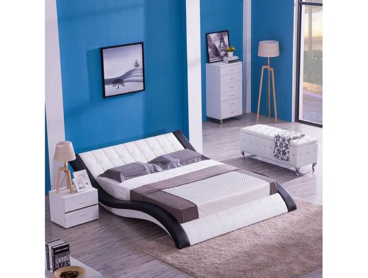 JVmoebel Bett Lederbett in Weiß mit Digital Sound und USB-Anschluss (1-tlg), Made in Europa