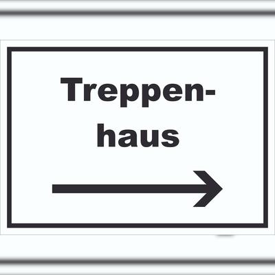 HB-Druck Treppenhaus Schild mit Text und Richtungspfeil rechts Stufen steigen waagerecht A5 (148x210mm)