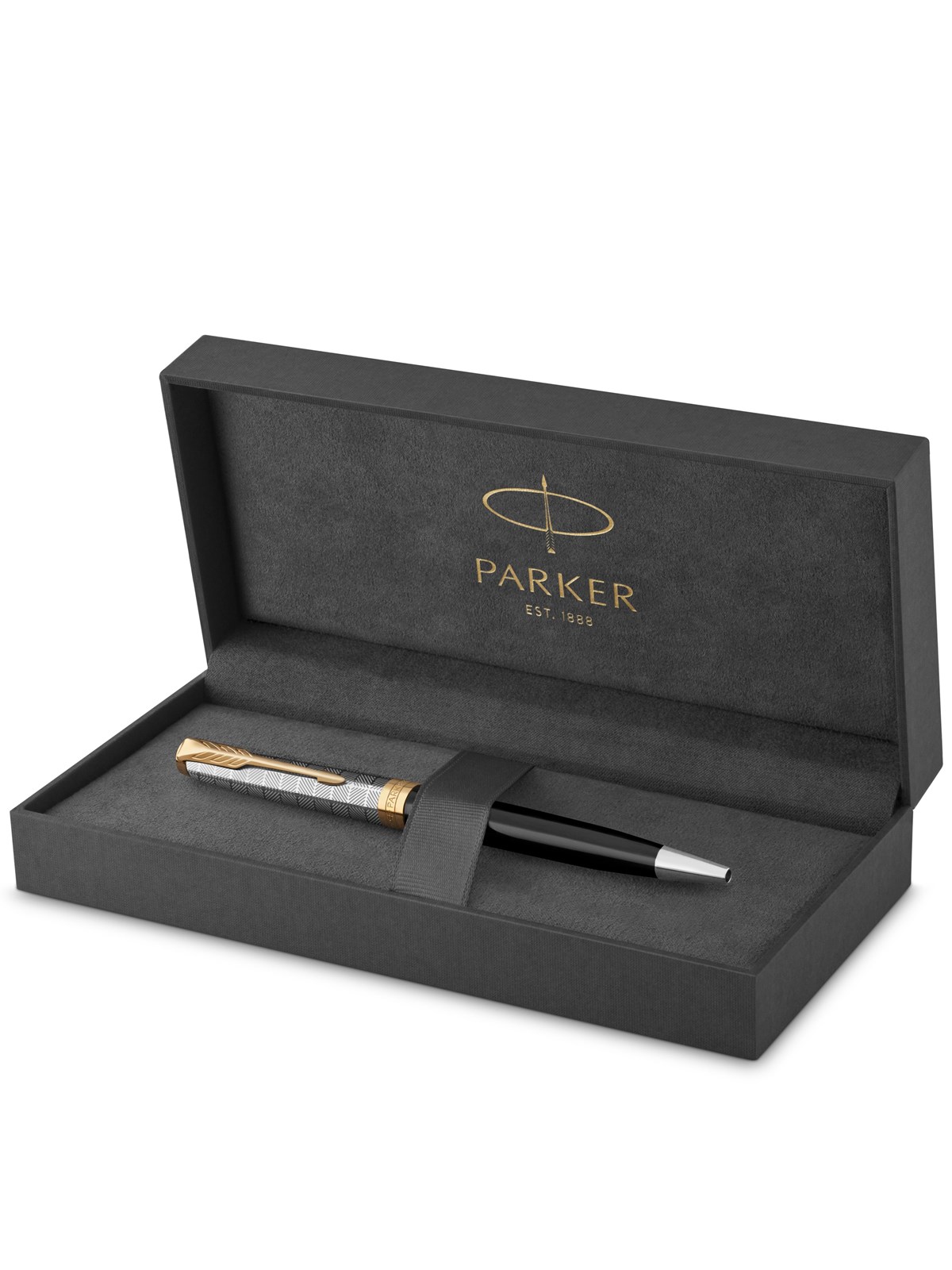 Parker PARKER Sonnet Kugelschreiber | Premium Metal & Black Glanzlack mit Goldbeschichtung | Medium Spitze mit schwarzer Tinte Nachfüllen | Geschenkbox