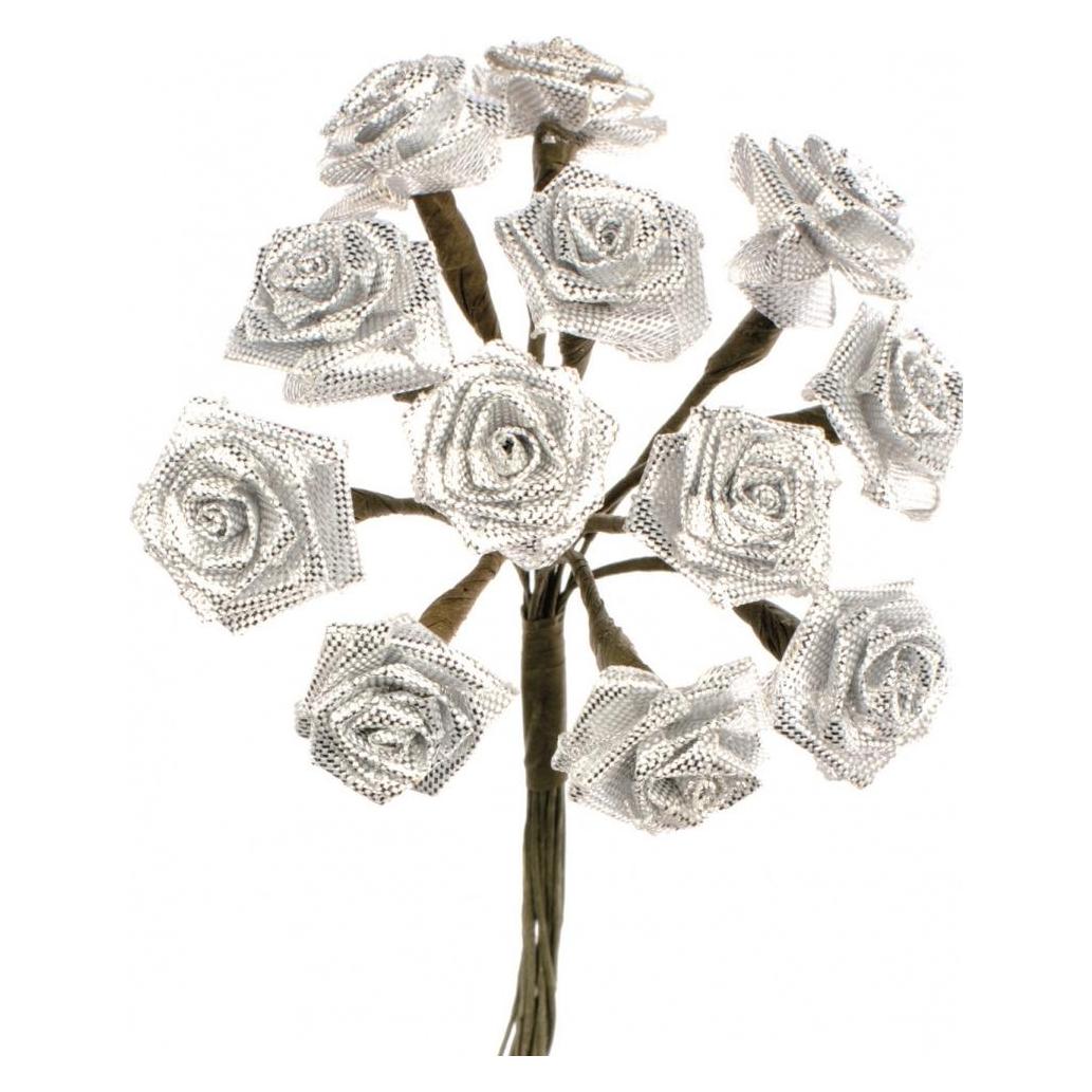 Glorex Diorröschen 12 Blüten silber (Gesteck, 12x) (21966861)