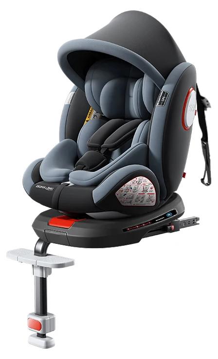 Kindersitz - 360° Drehbarer Autokindersitz - 5-Punkt-Gurt - Für 7-12 Jahre - 9-36 kg - Kunststoff - Grau
