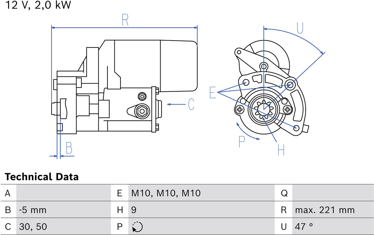 Bosch Starter 0986026500 Für Land Rover