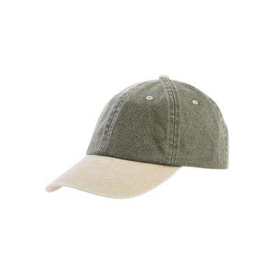 Baseball Cap MAN'S WORLD, Herren, grün (khaki, beige), Web, Baumwolle, kontrastfarbene Details, used, Caps, mit verstellbarem Riem im trendigen Use-Look - NEW