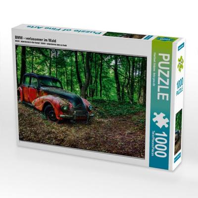CALVENDO Puzzle BMW - verlassener im Wald | 1000 Teile Lege-Größe 64x48cm Foto-Puzzle für glückliche Stunden