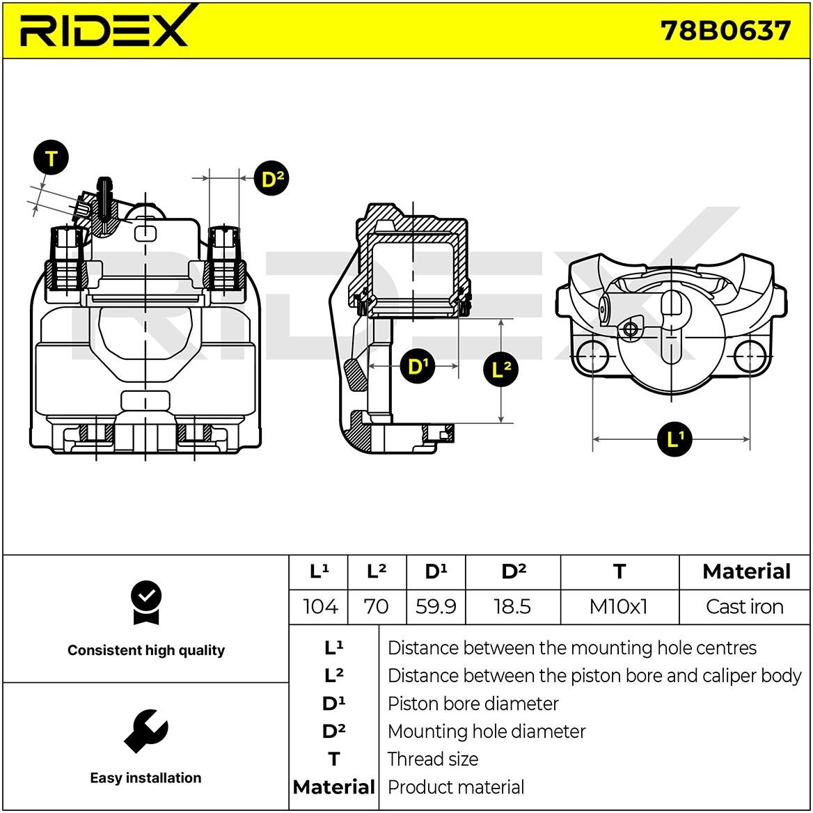 RIDEX 78B0637 Brake caliper