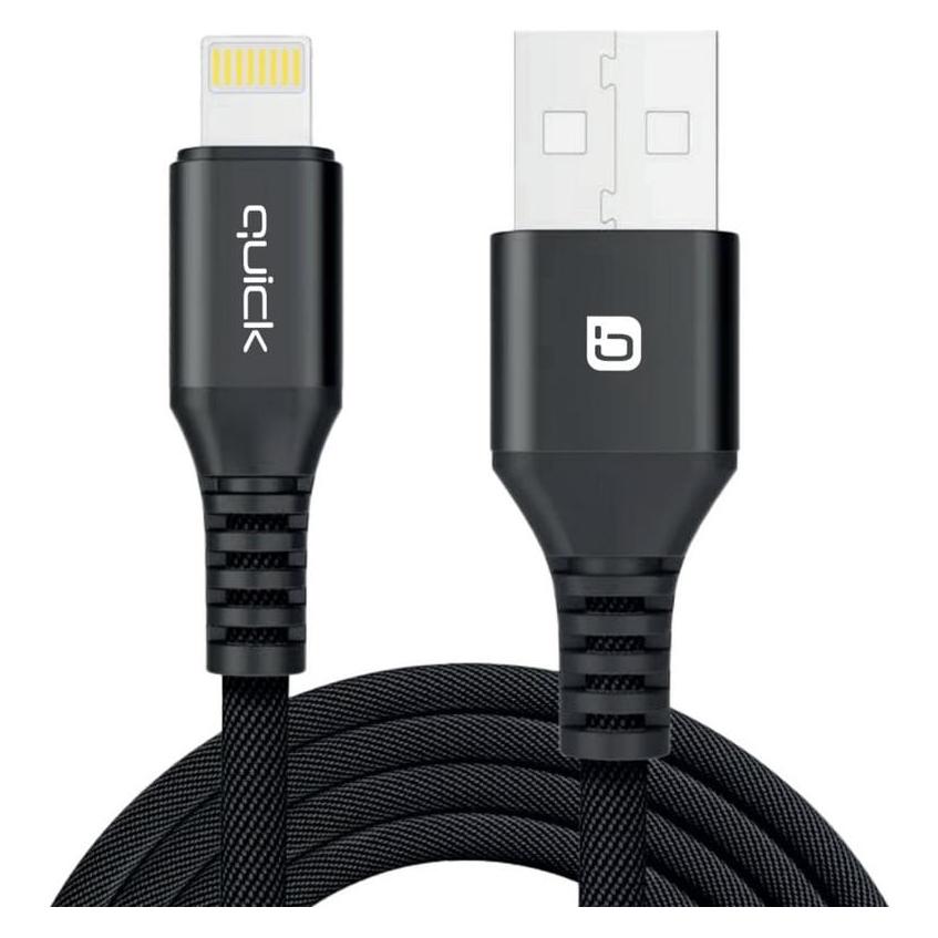 Quick Kabel USB USB-A - Lightning 1.5 m Czarny (4752168141243) (1.50 m) (4752168141243)