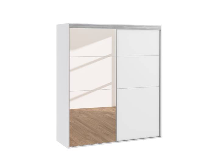 Kleiderschrank Schiebetüren mit Spiegel REVA 180 cm weiss