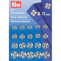 Prym Druckknöpfe zum Annähen, Größe: 6–11 mm Ø, Inhalt: 20 Stück