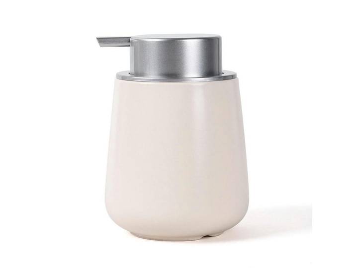 Seifenspender Beige-silber 350 ml, Keramik, 9x12x9 cm, Badaccessoires, Seifenspender