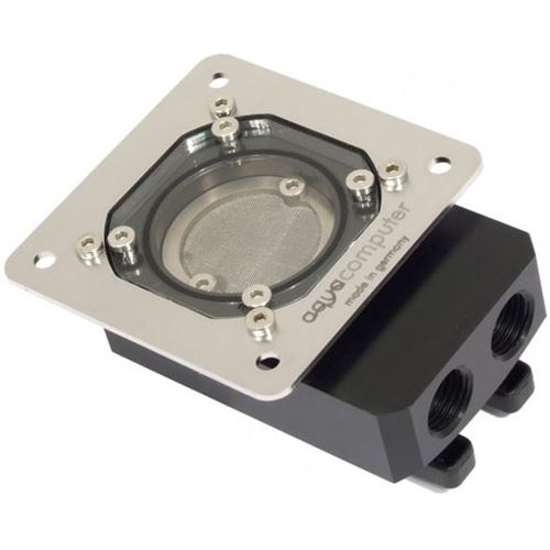 Aquacomputer Filter mit Edelstahlgewebe, Absperrhähnen und Einbaublende G1/4