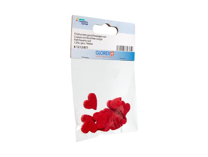 Glorex Filzherzen Geschwungen Rot 2 cm 12 Stück