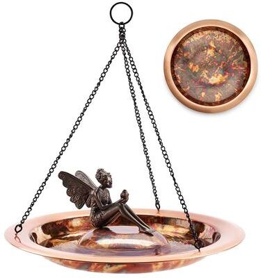 Good Directions "18"" Hanging Fired Copper Bird Bath with Fairy"