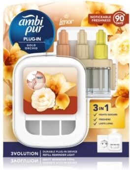 AmbiPur 3volution Gold Orchid ambientador elétrico com recarga 20 ml. 3volution Gold Orchid