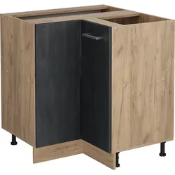 Vicco Eckunterschrank R-Line Schwarz Beton Eiche 87 cm ohne Arbeitsplatte